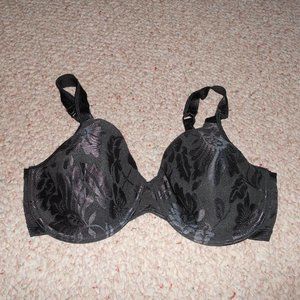 Black Floral Underwire Bra - Women's Supportive T-Shirt Bra